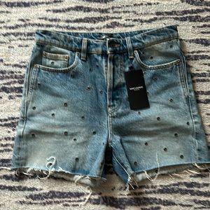 Saint Laurent Jean Shorts with Eyelets